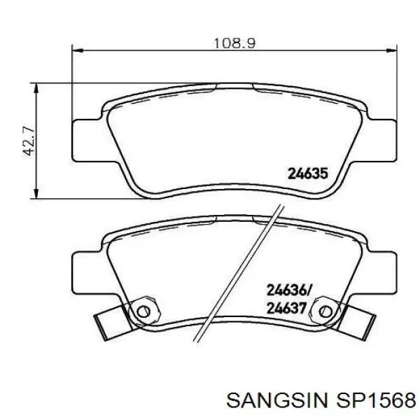 Comprar SP1568 Sangsin Pastillas de freno traseras