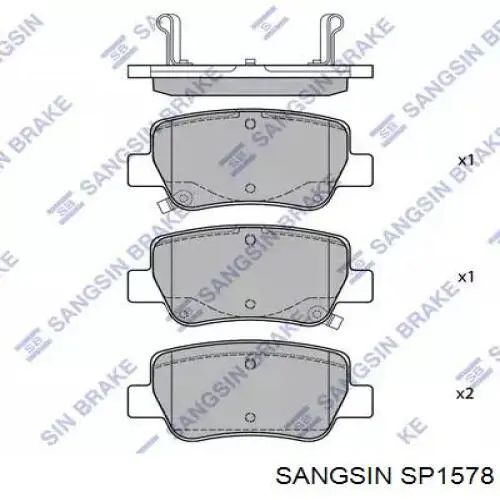 SP1578 Sangsin Pastillas freno traseras