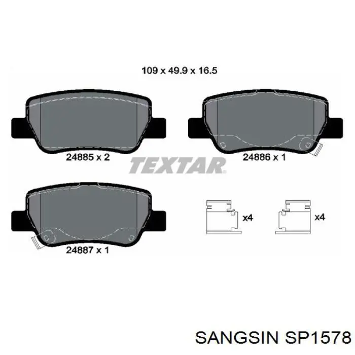 Pastillas traseras de freno Sangsin SP1578 precio, desde 21,66 EUR