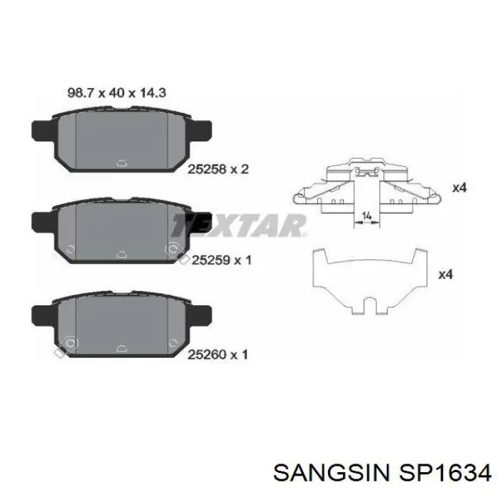 SP1634 Sangsin pastillas de freno traseras