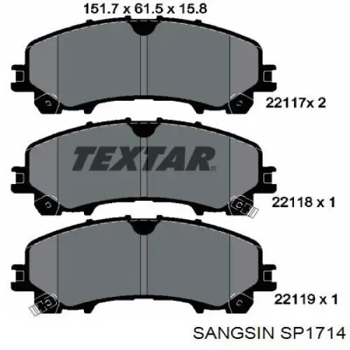 Comprar SP1714 Sangsin Pastillas delanteras de freno