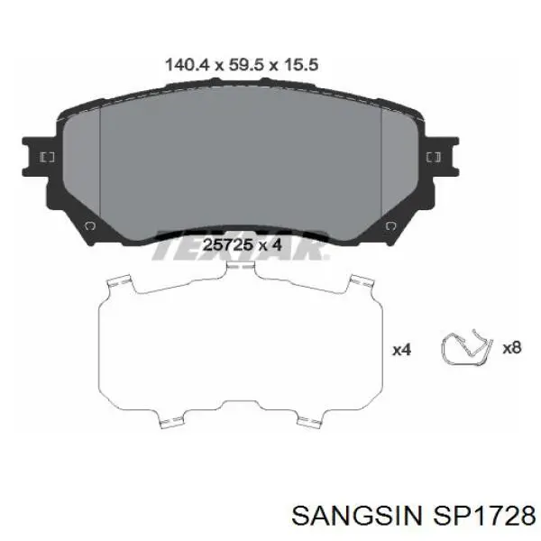 SP1728 Sangsin pastillas de freno delanteras