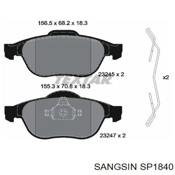 SP1840 Sangsin pastillas de freno delanteras