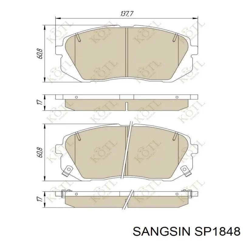 Comprar SP1848 Sangsin Pastillas delanteras de freno