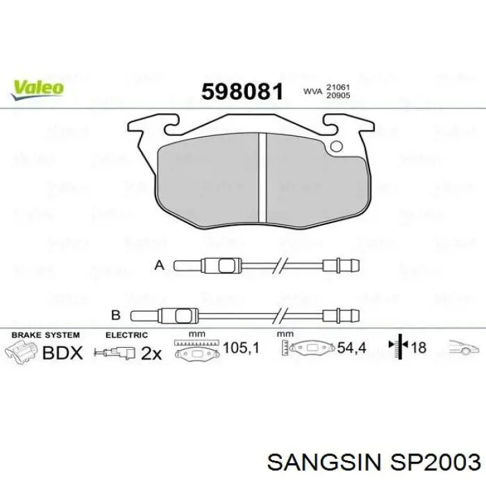 Comprar SP2003 Sangsin Pastillas delanteras de freno