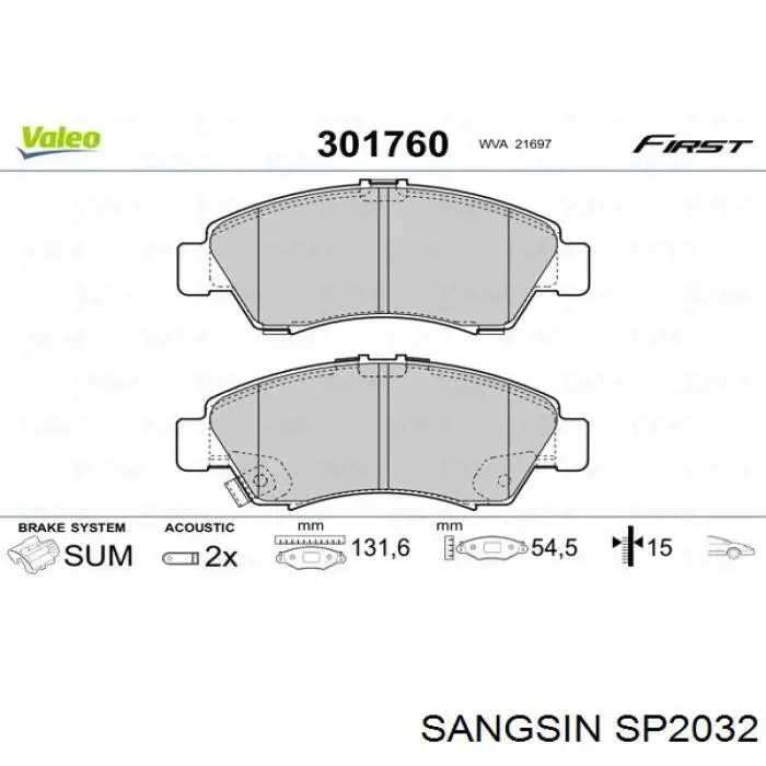 Comprar SP2032 Sangsin Pastillas delanteras de freno