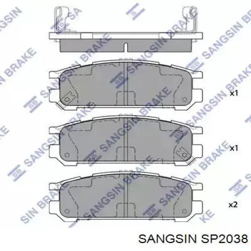 Comprar SP2038 Sangsin Pastillas de freno traseras