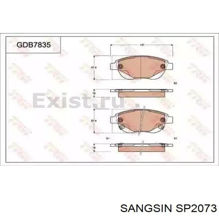SP2073 Sangsin pastillas de freno delanteras