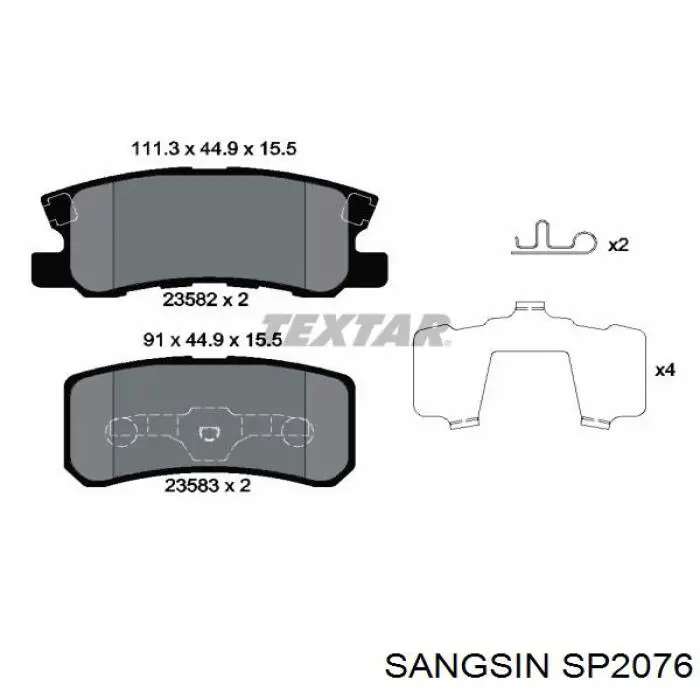 SP2076 Sangsin Pastillas freno traseras