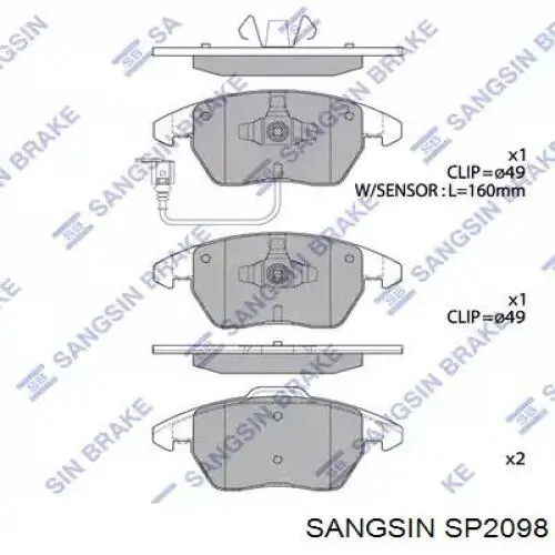 SP2098 Sangsin pastillas de freno delanteras