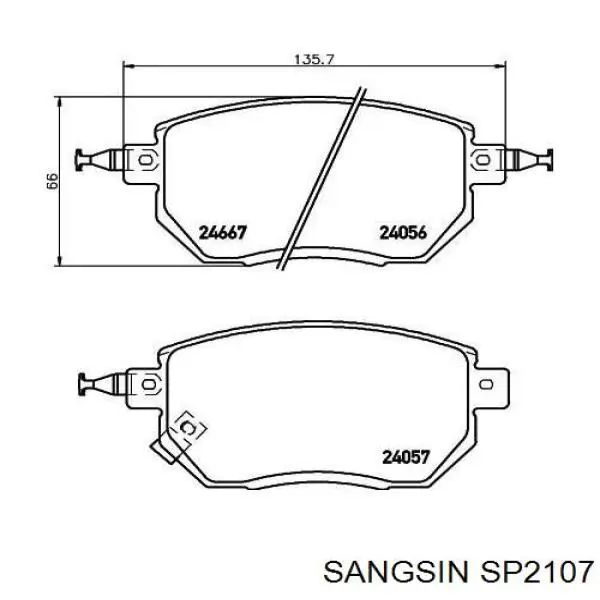 SP2107 Sangsin pastillas de freno delanteras