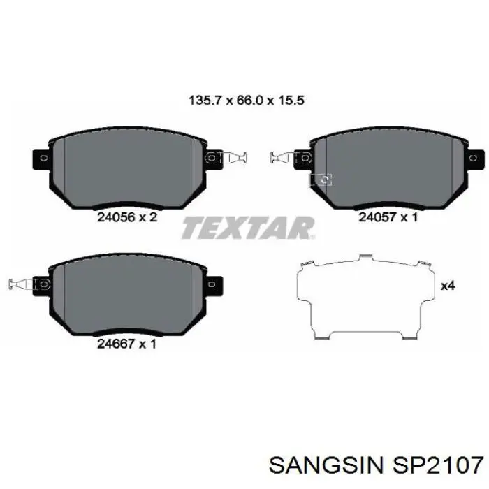 Comprar SP2107 Sangsin Pastillas delanteras de freno