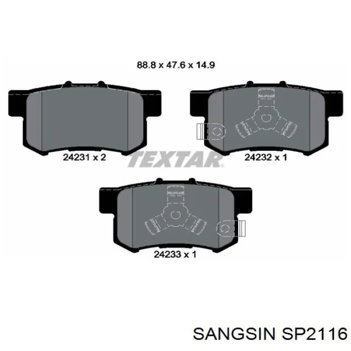 Pastillas de freno traseras SP2116 Sangsin