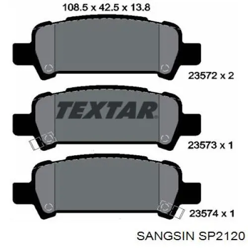 SP2120 Sangsin Pastillas freno traseras