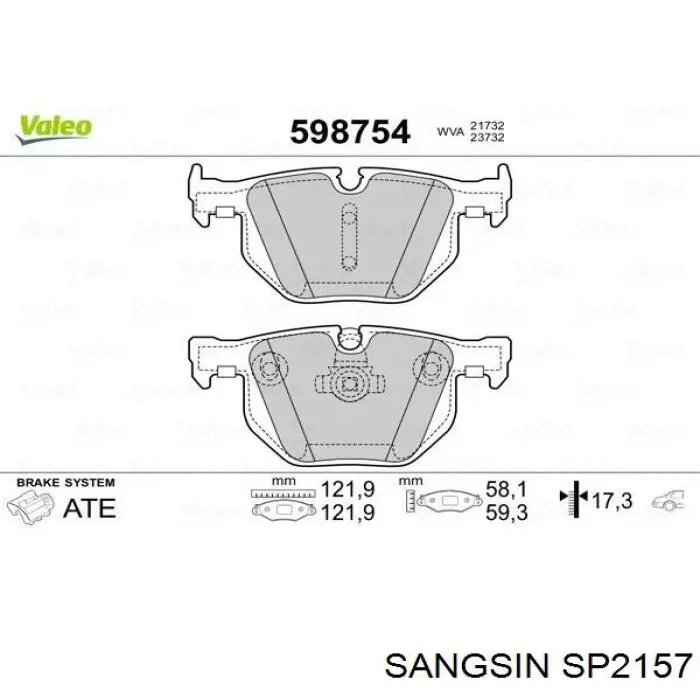 SP2157 Sangsin pastillas de freno traseras