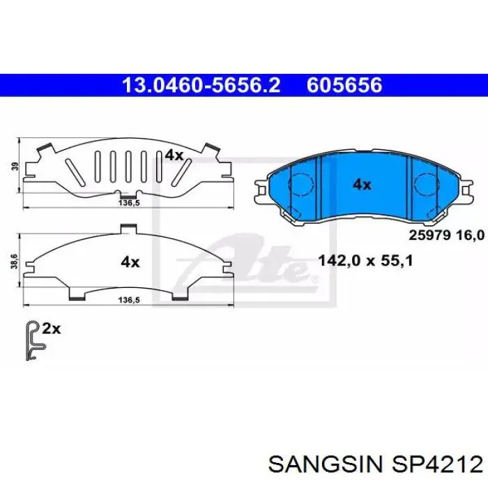 SP4212 Sangsin pastillas de freno delanteras