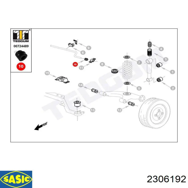 2306192 Sasic soporte de estabilizador trasero exterior