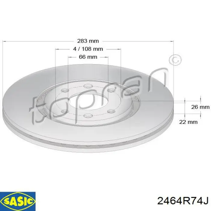 2464R74J Sasic freno de disco delantero