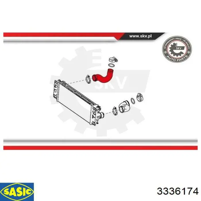 3336174 Sasic tubo flexible de aire de sobrealimentación derecho