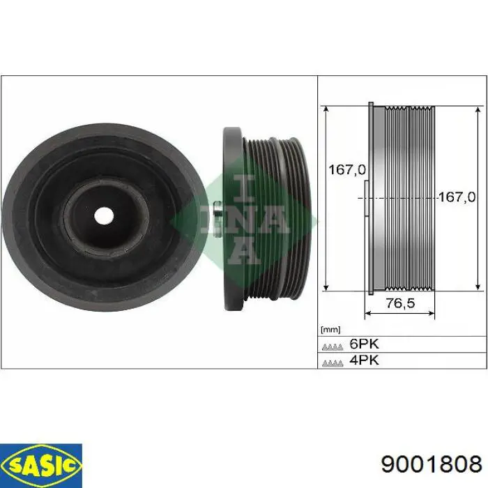 Polea de cigüeñal 9001808 Sasic