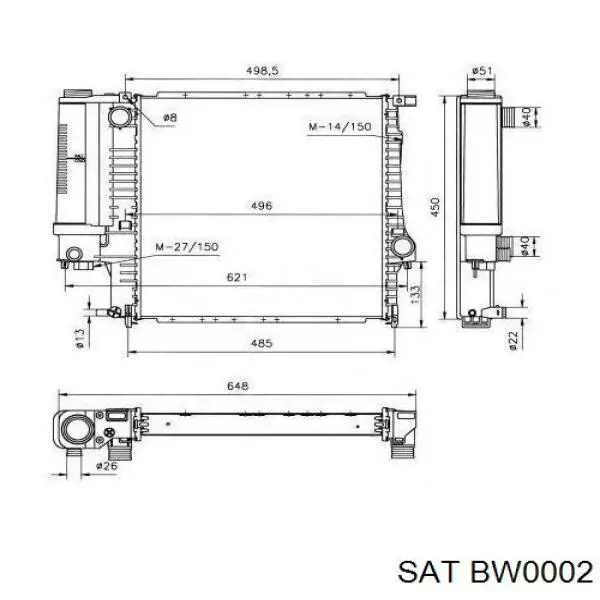 BW0002 SAT radiador refrigeración del motor