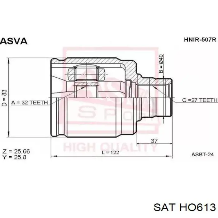 HO613 SAT junta homocinética interior delantera derecha