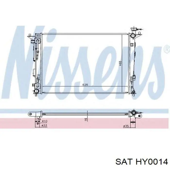 HY0014 SAT radiador refrigeración del motor