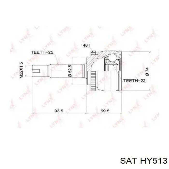 HY513 SAT árbol de transmisión delantero derecho