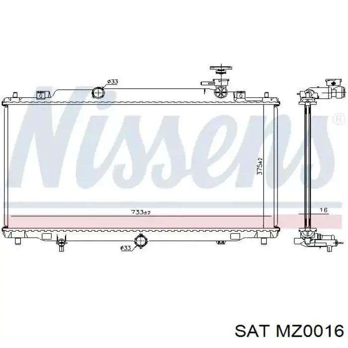 MZ0016 SAT radiador refrigeración del motor