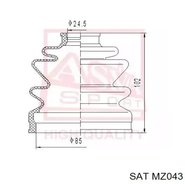 MZ043 SAT junta homocinética exterior delantera