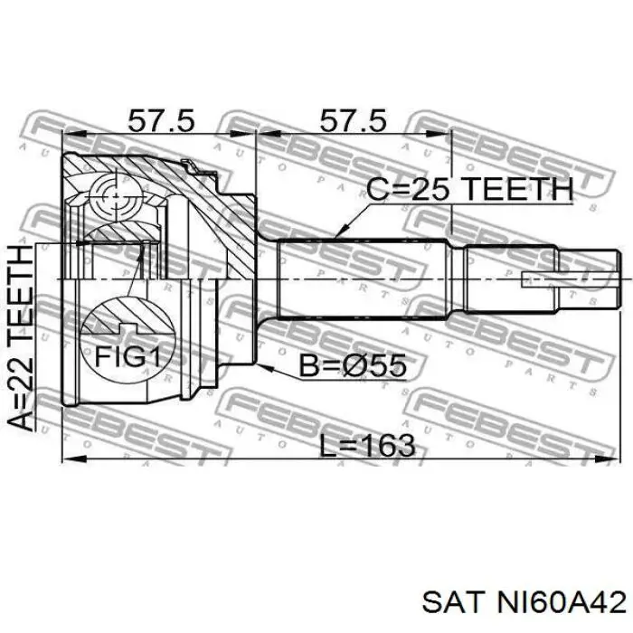 NI60A42 SAT junta homocinética exterior delantera