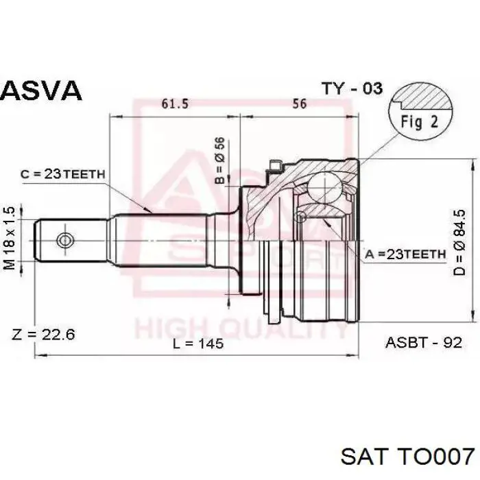 TO007 SAT junta homocinética exterior delantera