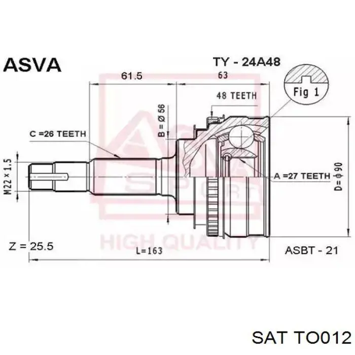 TO012 SAT junta homocinética exterior delantera