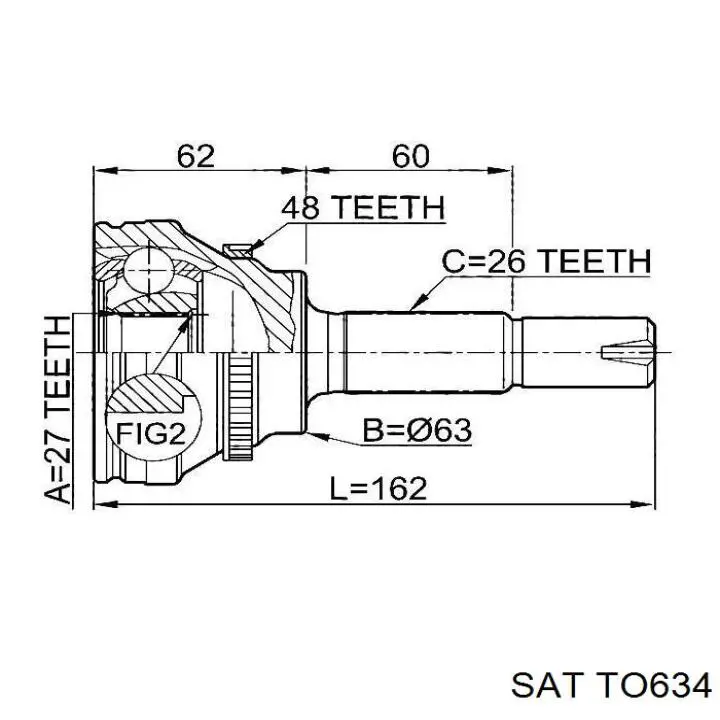 TO634 SAT junta homocinética interior delantera izquierda