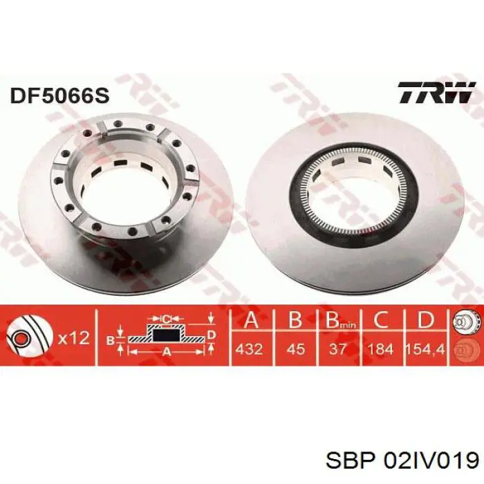 02-IV019 SBP disco de freno trasero