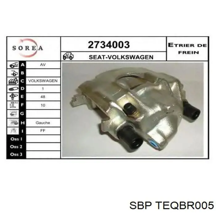 TEQ-BR.005 SBP pinza de freno trasera izquierda