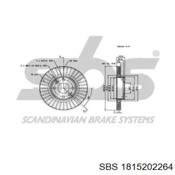 Freno de disco delantero Nissan Versa E12X