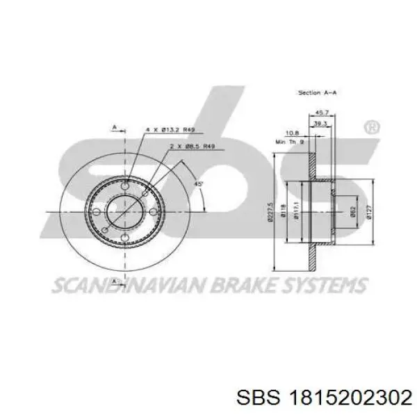 Freno de disco delantero Seat 600