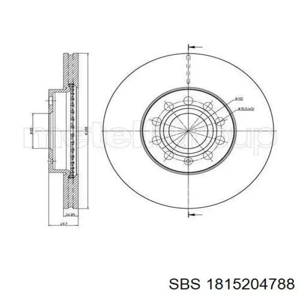 Freno de disco delantero Volkswagen Caddy 2 9K9
