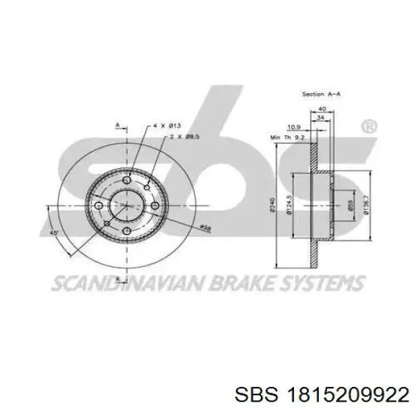 Disco de freno trasero Alfa Romeo 146 930