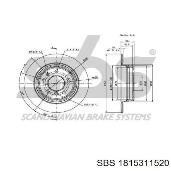 Disco de freno trasero BMW 5 E34
