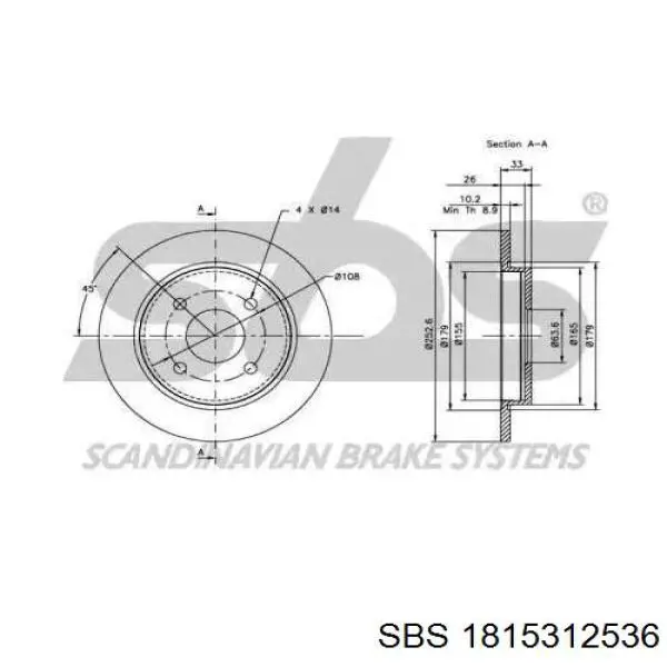 Disco de freno trasero Ford Sierra 1 GBC