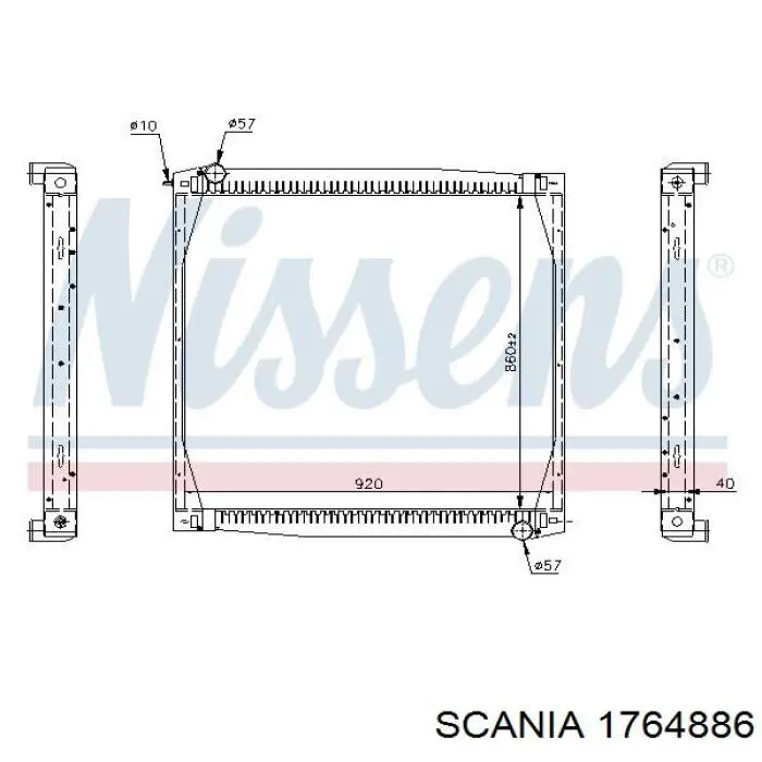 1764886 Scania radiador refrigeración del motor