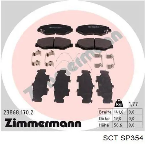 SP354 SCT pastillas de freno delanteras