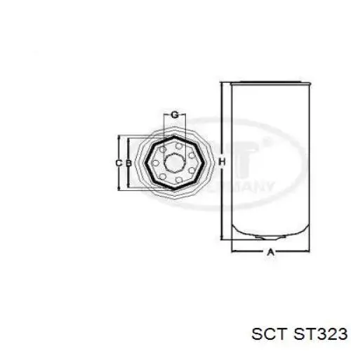 ST323 SCT filtro de combustible