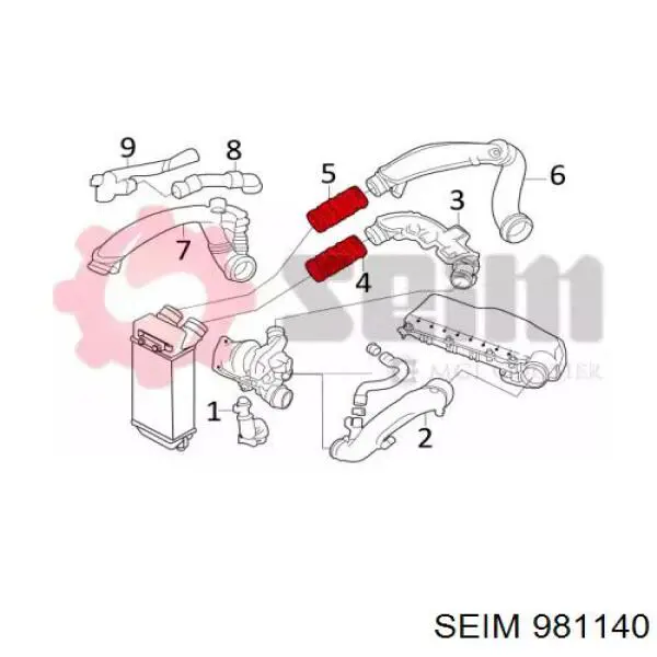 981140 Seim tubo flexible de aire de sobrealimentación izquierdo