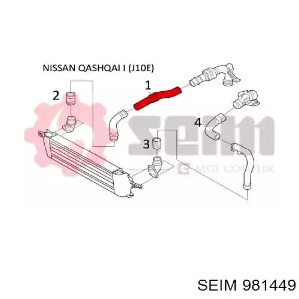 Tubo intercooler 14463JD50A Nissan/Infiniti
