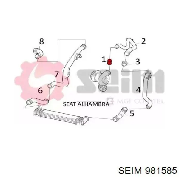 981585 Seim tubo flexible de aire de sobrealimentación derecho