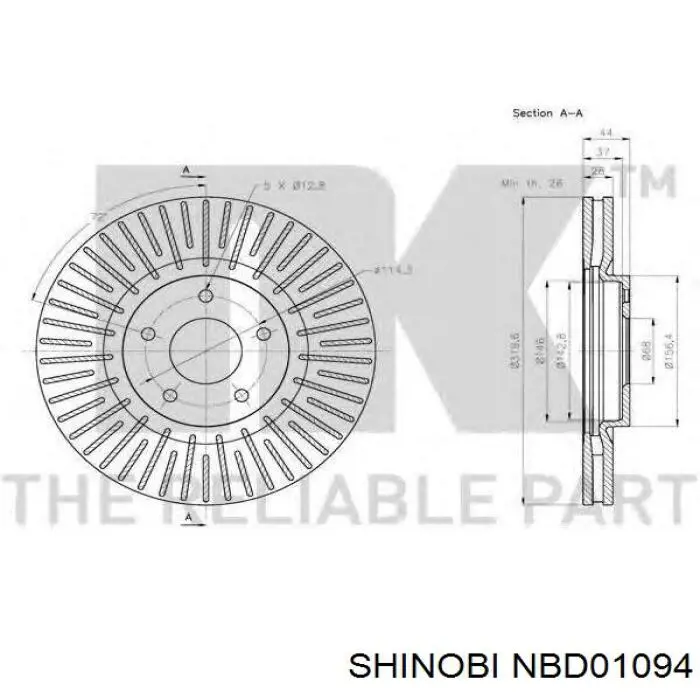 Freno de disco delantero Volkswagen Caddy 2 9K9