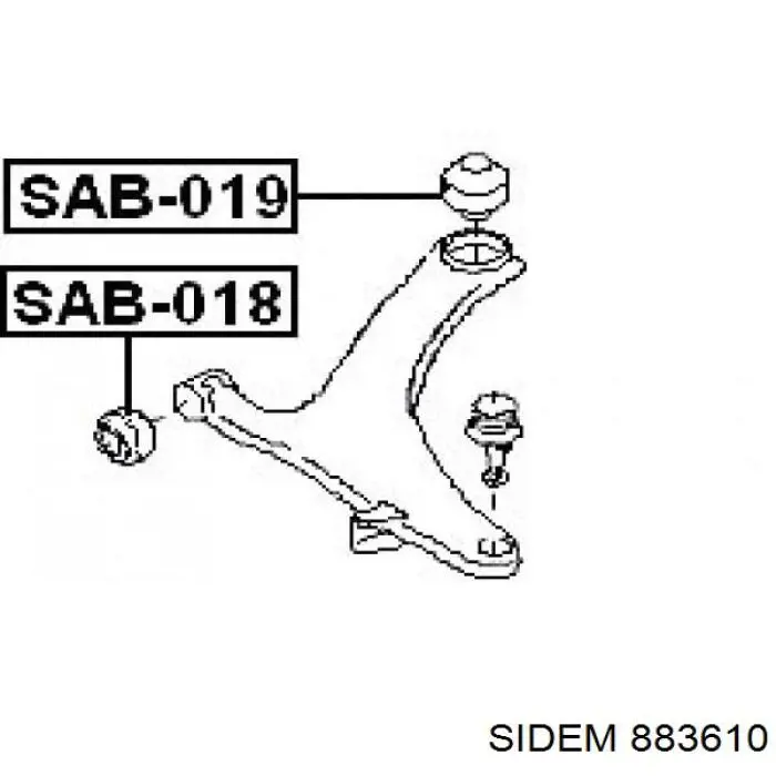 Silentblock del brazo de suspensión 883610 Sidem
